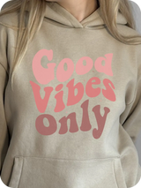 "Good Vibes Only" Cream Hoodie